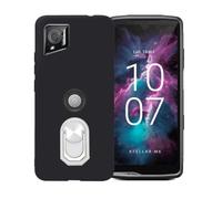 BMPNLSZ Negro Funda para Crosscall Stellar-M6 Chamonix Mont Blanc + Blanco Anillo de Soporte Giratorio Desmontable de 360°,Suave Silicona TPU Shell Cover Caso Bumper Anti-Golpes Carcasa Case.