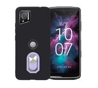 BMPNLSZ Negro Funda para Crosscall Stellar-M6 Chamonix Mont Blanc + Púrpura Anillo de Soporte Giratorio Desmontable de 360°,Suave Silicona TPU Shell Cover Caso Bumper Anti-Golpes Carcasa Case.