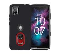 BMPNLSZ Negro Funda para Crosscall Stellar-M6 Chamonix Mont Blanc + Rojo Anillo de Soporte Giratorio Desmontable de 360°,Suave Silicona TPU Shell Cover Caso Bumper Anti-Golpes Carcasa Case.