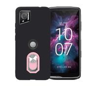 BMPNLSZ Negro Funda para Crosscall Stellar-M6 Chamonix Mont Blanc + Rosa Anillo de Soporte Giratorio Desmontable de 360°,Suave Silicona TPU Shell Cover Caso Bumper Anti-Golpes Carcasa Case.