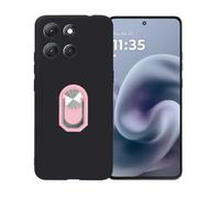 BMPNLSZ Negro Funda para Doogee Blade 10 Power(6,1") + Rosa Anillo de Soporte Giratorio Desmontable de 360°, Suave Silicona TPU Shell Cover Caso Bumper Anti-Golpes Carcasa Case.