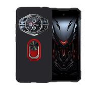 BMPNLSZ Negro Funda para Doogee S200(6,72") + Rojo Anillo de Soporte Giratorio Desmontable de 360°,Suave Silicona TPU Shell Cover Caso Bumper Anti-Golpes Carcasa Case.