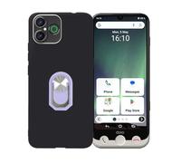 BMPNLSZ Negro Funda para Doro Aurora A30 + Púrpura Anillo de Soporte Giratorio Desmontable de 360°,Suave Silicona TPU Shell Cover Caso Bumper Anti-Golpes Carcasa Case.