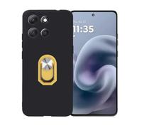 BMPNLSZ Negro Funda para ZTE Blade A35E + Amarillo Anillo de Soporte Giratorio Desmontable de 360°,Suave Silicona TPU Shell Cover Caso Bumper Anti-Golpes Carcasa Case.
