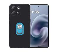 BMPNLSZ Negro Funda para ZTE Blade A35E + Azul Anillo de Soporte Giratorio Desmontable de 360°, Suave Silicona TPU Shell Cover Caso Bumper Anti-Golpes Carcasa Case.