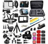 BMUUPY Juego de Accesorios, Paquete para Gopro Hero 13, kit negro, funda impermeable, carcasa de snorkel, soporte para bicicleta, barra selfie, correa para la cabeza para Gopro Hero13