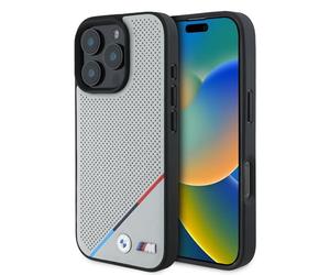 BMW CG Mobile M - Funda de teléfono diseñada para iPhone 16, duradera, a prueba de golpes, compatible con Magsafe, funda de poliuretano de carbono tricolor, color gris