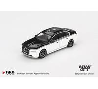BMW I7 XDRIVE60 Blanco Alpino Zafiro Negro LHD Mini GT 1:64 Escala 00959L