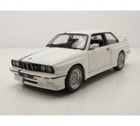 BMW M3 E30 1988 Blanco Con Rayas Bburago 1:24 Modelo Die-Cast