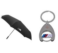 BMW Paraguas de bolsillo M - Paraguas automático con logotipo M, mango de fibra de carbono y funda - Negro - Accesorio original - Paraguas compacto, resistente al viento, ligero y estable + ficha para
