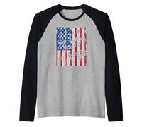 BMX Bike Ciclista Bicicleta USA-Flag Freestyle Race BMX Camiseta Manga Raglan