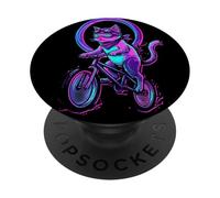 BMX Cat Rider Vaporwave Ciclismo Retro 80s PopSockets PopGrip Adhesivo