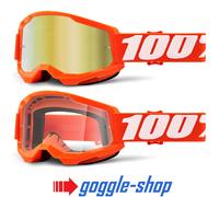 100 Percent -, Strata 2 Goggle Orange Mirror Gold Lens Unisex Adulto, NARANJA, ESTANDAR