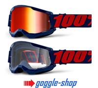 BMX Gafas 100% STRATA 2 Motocross MX Enduro Bicicleta 100 PERCENT Espejo/Claro
