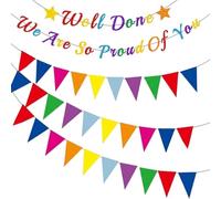 BMYUK Decoraciones de graduación, pancarta de felicitaciones, guirnalda colgante para jubilación, decoración de fiesta de graduación We Are So Proud of You, suministros de fiesta, pancartas coloridas