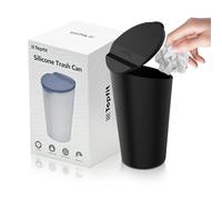 BMZX Bote de basura para coche con tapa, soporte para tazas pequeño, bolsillo para puerta, contenedor de basura para auto, oficina en casa, negro, 1 paquete