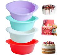 BMZXCH 4 Piezas 15 CM Moldes Redondos Molde Silicona Bizcocho Horno Antiadherente Tarta Reposteria Moldes Reposteria Redondo para Tartas Hornear, Panes, Brownies (rojo+blanco+morado+verde)