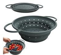 BMZXCH Colador de Escurridor Pasta Plegable Coladores Silicona, 28cm Colador Gris Plegable de Cocina de Silicona con Asas, Sin BPA, Cesta de Drenaje para Escurrir Pasta, Frutas, Verduras y Frijoles