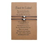 Bn0151-09l - Juego de 2 pulseras para el primer día de escuela, pulseras para mamá y yo, aretes para madre de los años 90, talla única, Metal, No es una piedra preciosa