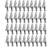 bnafes Abrazaderas de resorte de clip de cocodrilo 51mm/2 pulgadas línea de prueba Clip de cocodrilo Clip de tono plateado Pinzas de cocodrilo Niquelado, utilizadas en trabajos de pruebas eléctricas de laboratorio y clip de cable 40 piezas