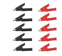 bnafes10Pcs Full Insulated Crocodile Clips with 4mm Socket Banana Jack Copper Test Clamp Wire Clip Alligator Clips 30A