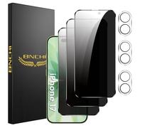 BNCHI 3 unidades para iPhone 17 para iPhone 17 de cristal blindado y 3 protectores de cámara, 28° antispy, resistente a los arañazos, sin burbujas, 9H Full Screen Protector de pantalla