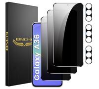 BNCHI 3 unidades para Samsung Galaxy A36 para cristal blindado de protección visual y 3 protectores de cámara, 28° antispy, antihuellas, sin burbujas, 9H Full Screen 5