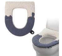 Bncxdc funda tapa wc, Calentador de asiento de inodoro con asa, Fundas de asiento de inodoro pintadas de gato, Fundas de asiento de inodoro lavables (Gris oscuro)