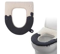 Bncxdc funda tapa wc, Calentador de asiento de inodoro con asa, Fundas de asiento de inodoro pintadas de gato, Fundas de asiento de inodoro lavables (Negro)