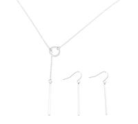 BNCXMO 1 collar colgante de barra de acero de acero inoxidable y aretes elegantes joyas para bodas aniversarios de cumpleaños y ropa de día para el día accesorios amigables y elegantes