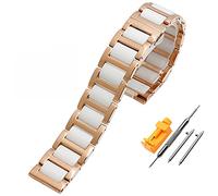 BNCXMO 12 mm de 14 mm 16 mm 18 mm 20 mm 22 mm de acero inoxidable reloj de cerámica correa para hombres para la banda de la brazalete de mariposa de mariposa banda de acero /18 mm/plateado negro