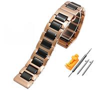 BNCXMO 12 mm de 14 mm 16 mm 18 mm 20 mm 22 mm de acero inoxidable reloj de cerámica correa para hombres para la banda de la brazalete de mariposa de mariposa banda de acero /18 mm/plateado negro