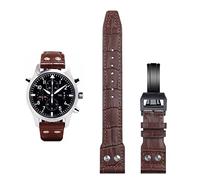 BNCXMO 21 mm de 22 mm Italia Cawhide Banda de reloj suave de cuero suave para IWC Pilot Mark 18 Soft Brown Watch Strap plegable