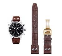 BNCXMO 21 mm de 22 mm Italia Cawhide Banda de reloj suave de cuero suave para IWC Pilot Mark 18 Soft Brown Watch Strap plegable