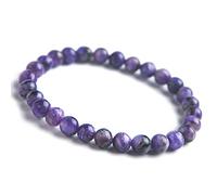 BNCXMO 7 mm Genuino Púrpura Natural Natural Charoite Cristal Redonda Redonda Bracelet Mujer Dama