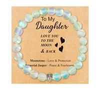 BNCXMO A mi hija pulsera regalos pulsera de piedras preciosas naturales para su hija pulsera de piedra lunar para dones de niña adolescente cosas de moda