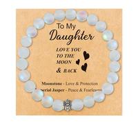 BNCXMO A mi hija pulsera regalos pulsera de piedras preciosas naturales para su hija pulsera de piedra lunar para dones de niña adolescente cosas de moda
