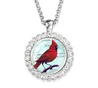 BNCXMO Accessorie - Collar de colibrí para mujeres y hombres, collar de colibrí, diseño de pájaro cardenal, con diamantes de imitación, cadena con colgante de cristal, bonita joyería de animales