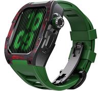 BNCXMO Actualización de la banda de vigilancia de goma de fibra de carbono, para 8 7 45/44 mm, Mod Kit Metal Bisel Flanorubber Strap, para la banda de relojes iWatch 6 5 4 SE