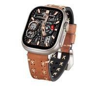 BNCXMO Banda de reloj de cuero genuina compatible con correas de cuero ultra 49 mm de cuero con correas para hombres hechos a mano de grano de aceite áspero compatibles con iWatch Ultra/Ultra 2