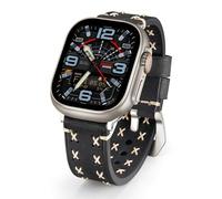 BNCXMO Banda de reloj de cuero genuina compatible con correas de cuero ultra 49 mm de cuero con correas para hombres hechos a mano de grano de aceite áspero compatibles con iWatch Ultra/Ultra 2