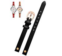 BNCXMO Banda de reloj de cuero genuino de moda para ES4340 ES4119 ES4000 3745 3861 4026 Correa de pulsera de pulsera de mujeres 8 mm con tornillo (color: oro negro de rosa, tamaño: 8 mm)