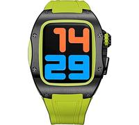 BNCXMO Banda de reloj de goma de la caja de acero inoxidable 316L con cierre, para la serie 8 7 6 5 4 SE, Kit Mod 45 mm 44 mm Bisel de metal Fluoruber Watch Store Accessors