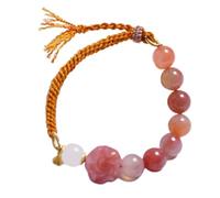 BNCXMO Beads de brazalete a la mano10 mm AGATA Natural Pulsera tejida de mano Pulsera Pulsera de cuarzo rojo CARNEL ARCEL