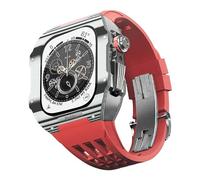 BNCXMO Bisel de fibra de carbono de la banda de reloj Fluorubber para 8/7/6/5/4/SE, banda de reloj de lujo de fibra de carbono compatible con iWatch Series 44/45 mm, con herramientas
