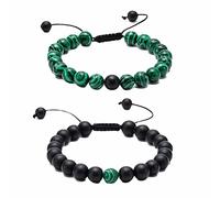 BNCXMO Braceletas de cuentas ajustables para hombres, pulseras simples de 8 mm de piedra de lava Magnesita Joya de joya ajustable