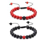 BNCXMO Braceletas de cuentas ajustables para hombres, pulseras simples de 8 mm de piedra de lava Magnesita Joya de joya ajustable