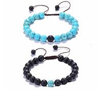 BNCXMO Braceletas de cuentas ajustables para hombres, pulseras simples de 8 mm de piedra de lava Magnesita Joya de joya ajustable