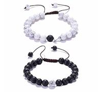 BNCXMO Braceletas de cuentas ajustables para hombres, pulseras simples de 8 mm de piedra de lava Magnesita Joya de joya ajustable