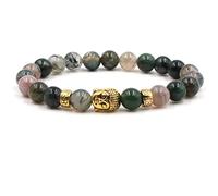 BNCXMO Braceletas de cuentas de Buda, brazalete de cuentas de oro de oro budista hombres brazalete sin toque